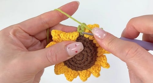 3D Sunflower Keychain Pattern crochet project crochet project detail 5