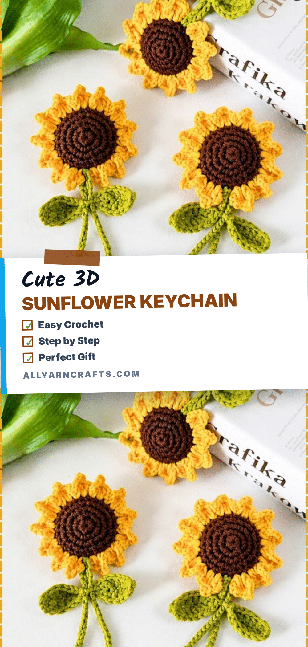3D Sunflower Keychain Pattern crochet pattern