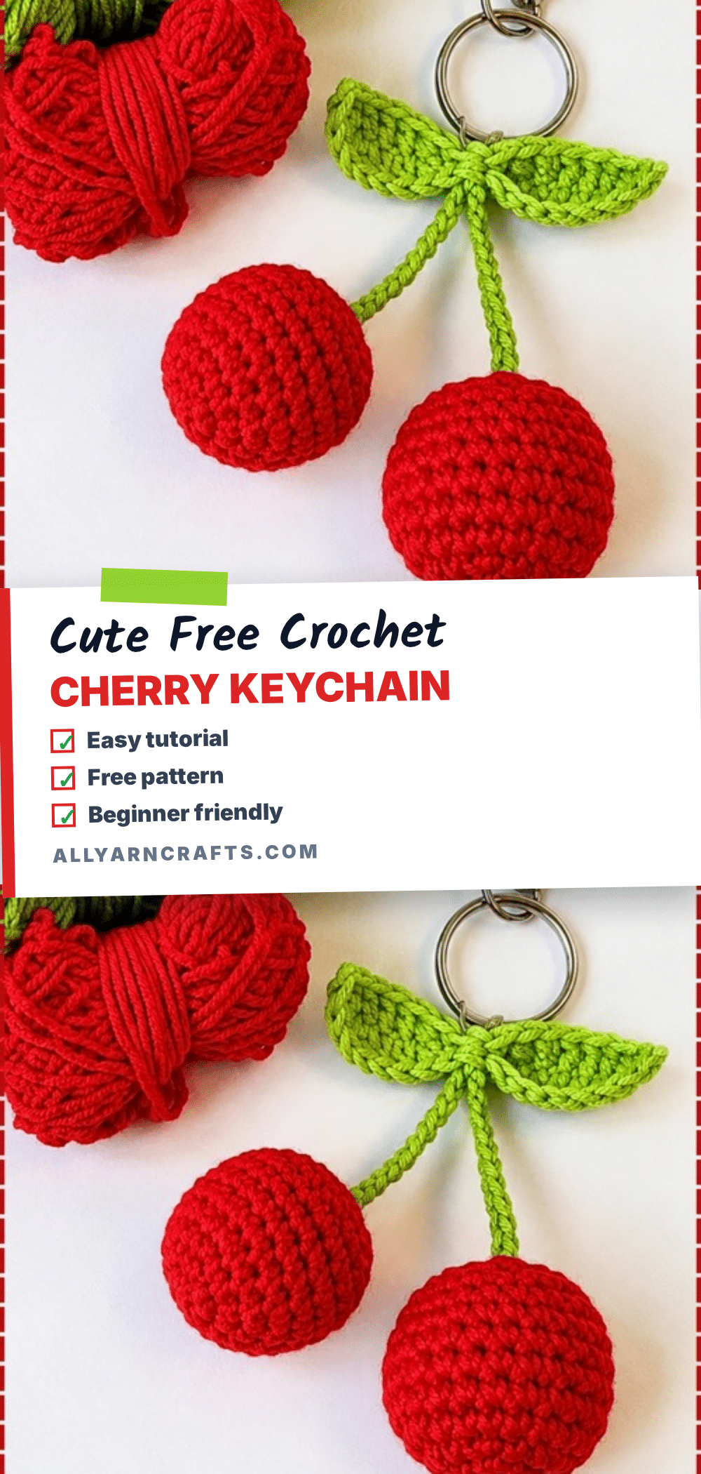 cherry keychain crochet pattern