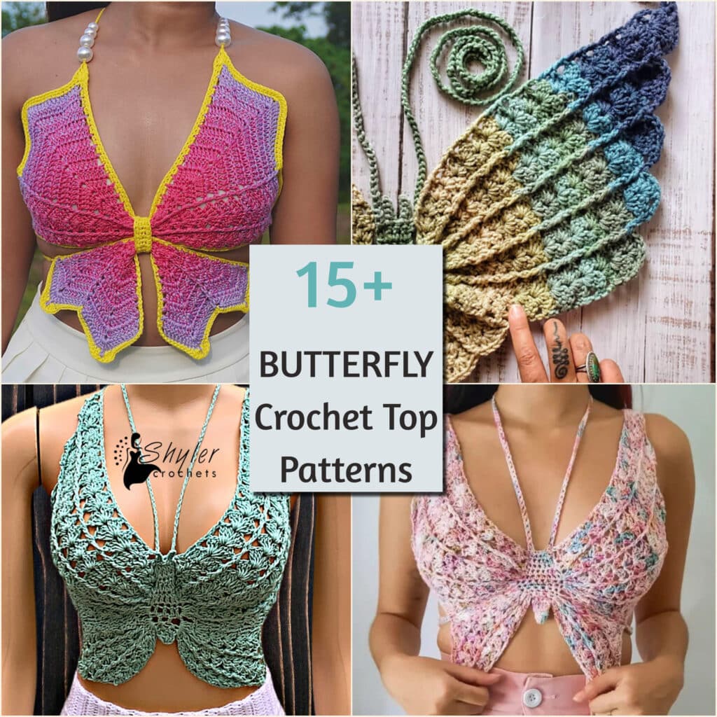 crochet butterfly top - featured image