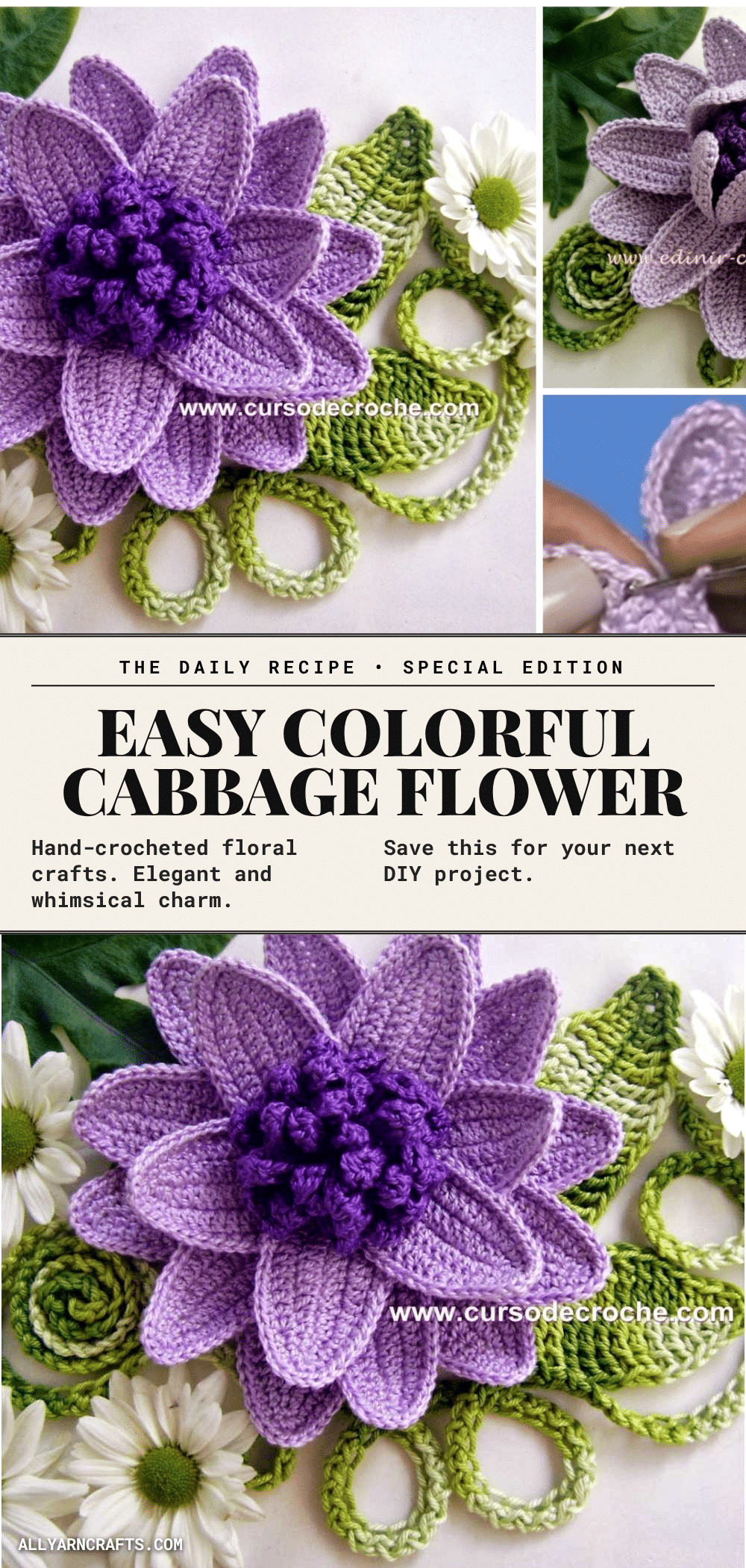 crochet cabbage flower crochet pattern