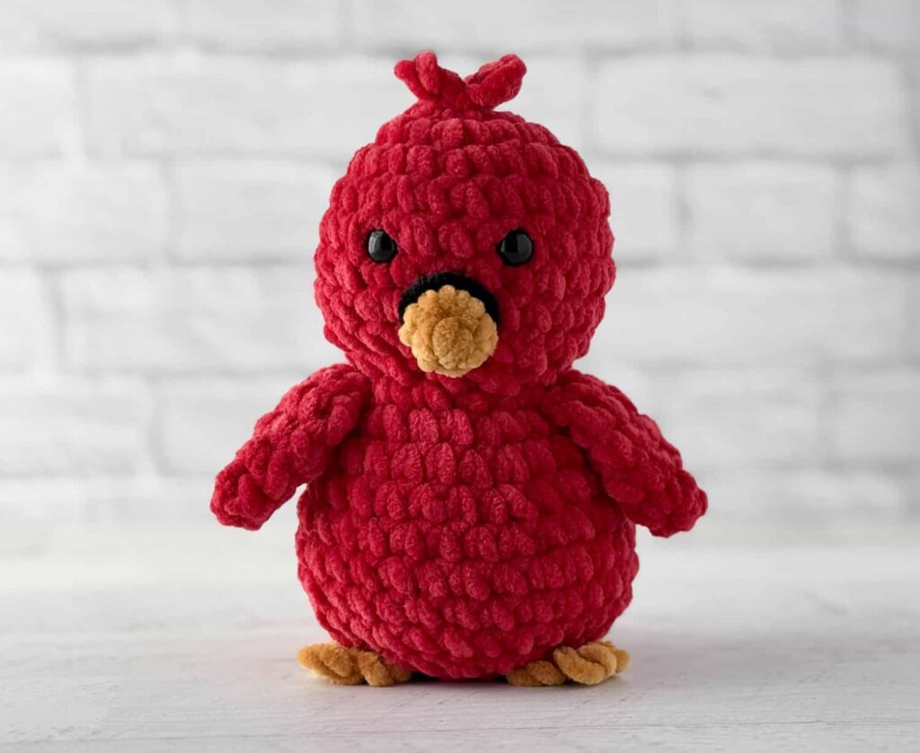 crochet cardinal amigurumi - featured image