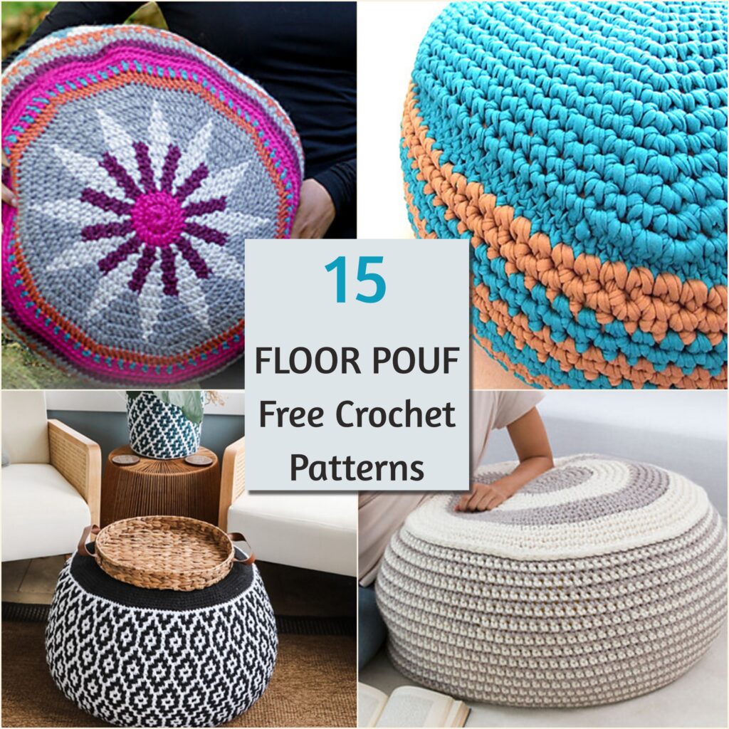 crochet floor pouf - featured image
