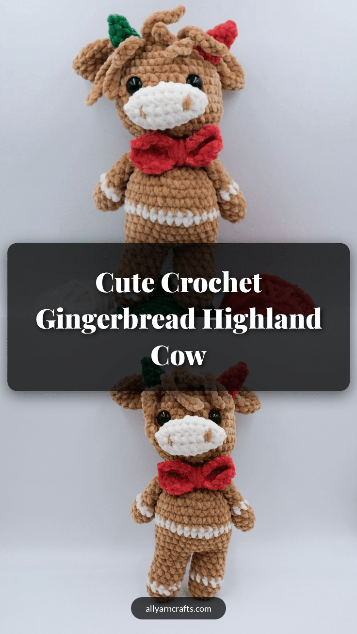 crochet gingerbread highland cow crochet pattern