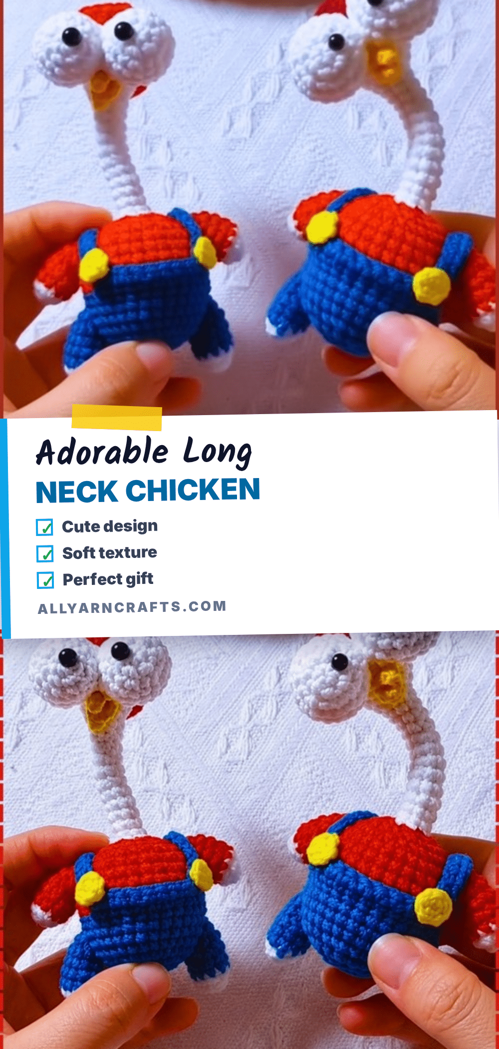 long neck chicken keychain pattern crochet pattern