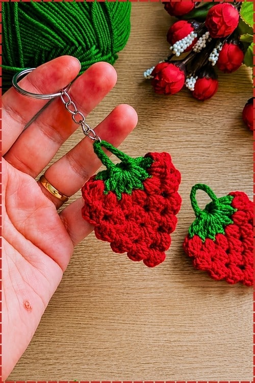 mini crochet strawberry keychain crochet project crochet project detail 1