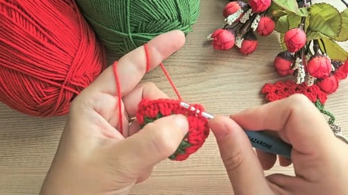 mini crochet strawberry keychain crochet project crochet project detail 3