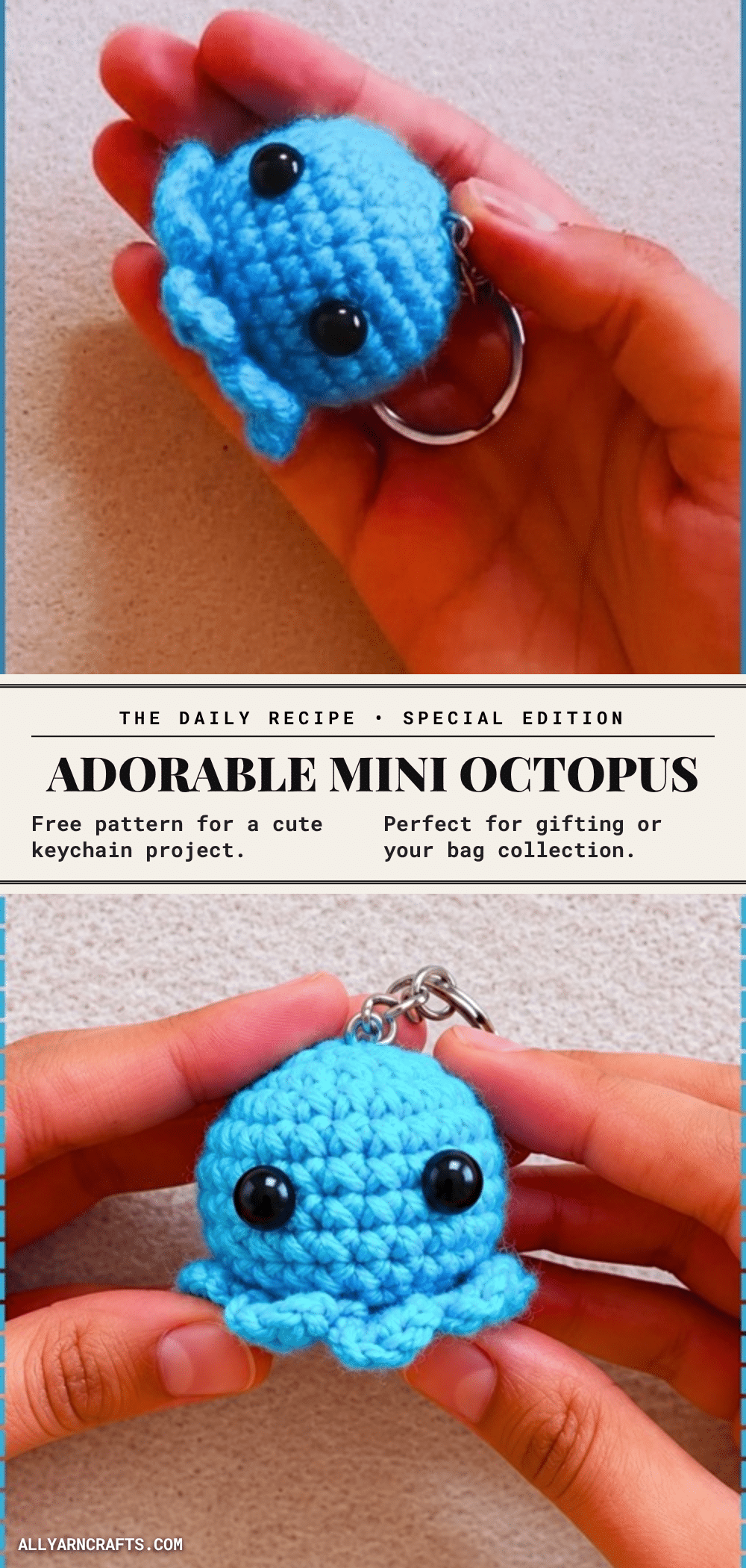 mini octopus keychain crochet pattern