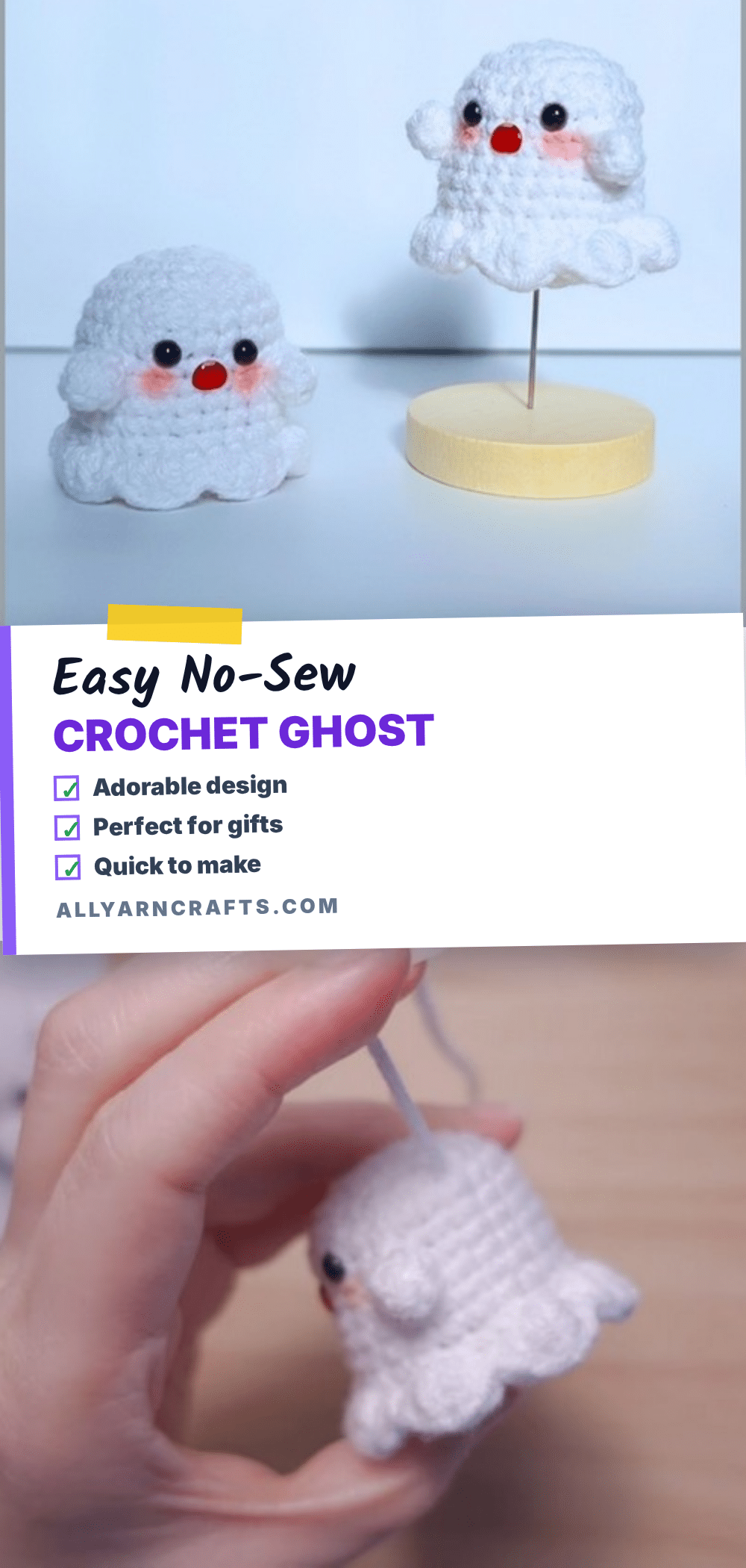 no-sew crochet ghost amigurumi crochet pattern