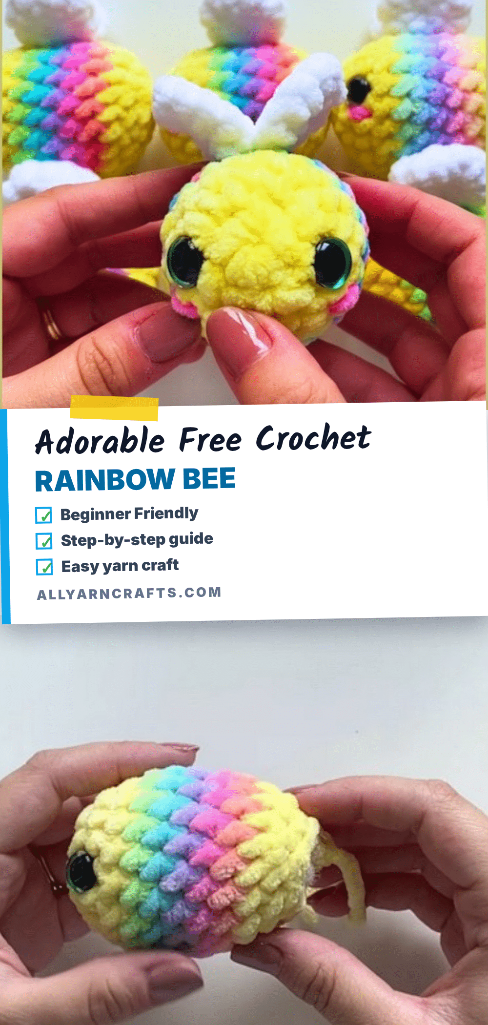 rainbow bee amigurumi crochet pattern