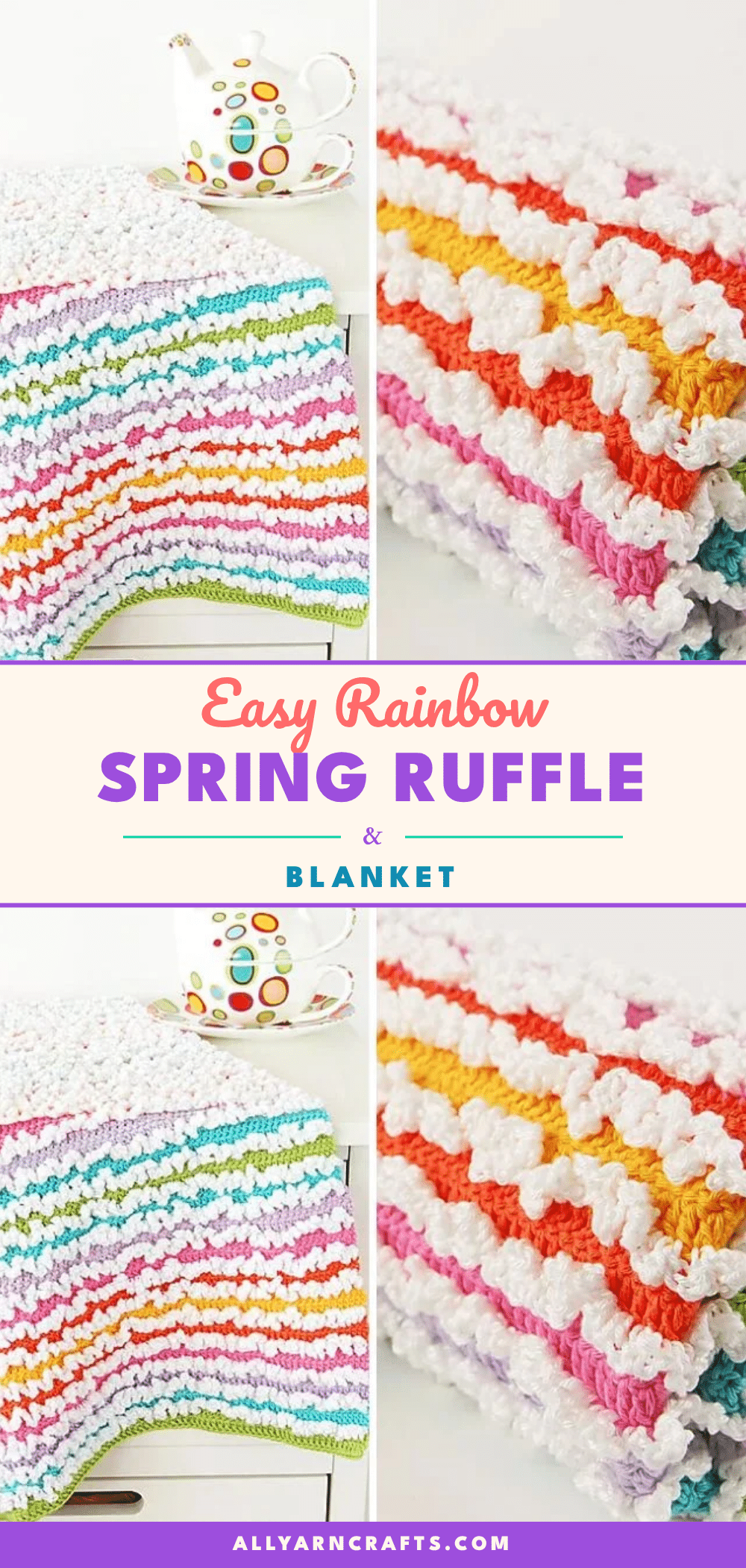 Rainbow Spring Ruffle Blanket crochet pattern