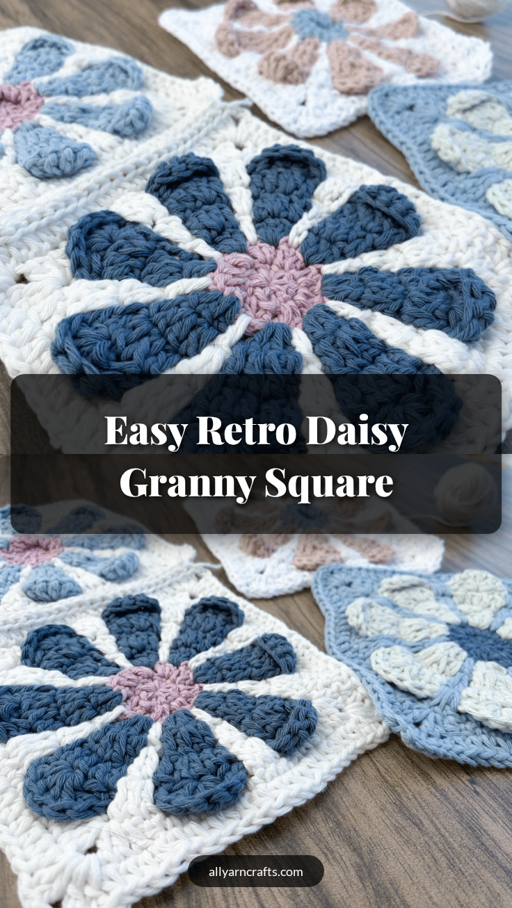 retro daisy granny square crochet pattern