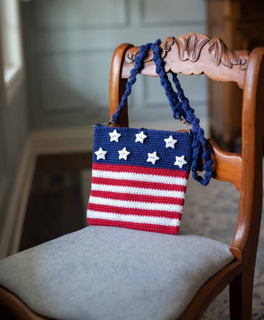 star spangled crochet flag bag - featured image
