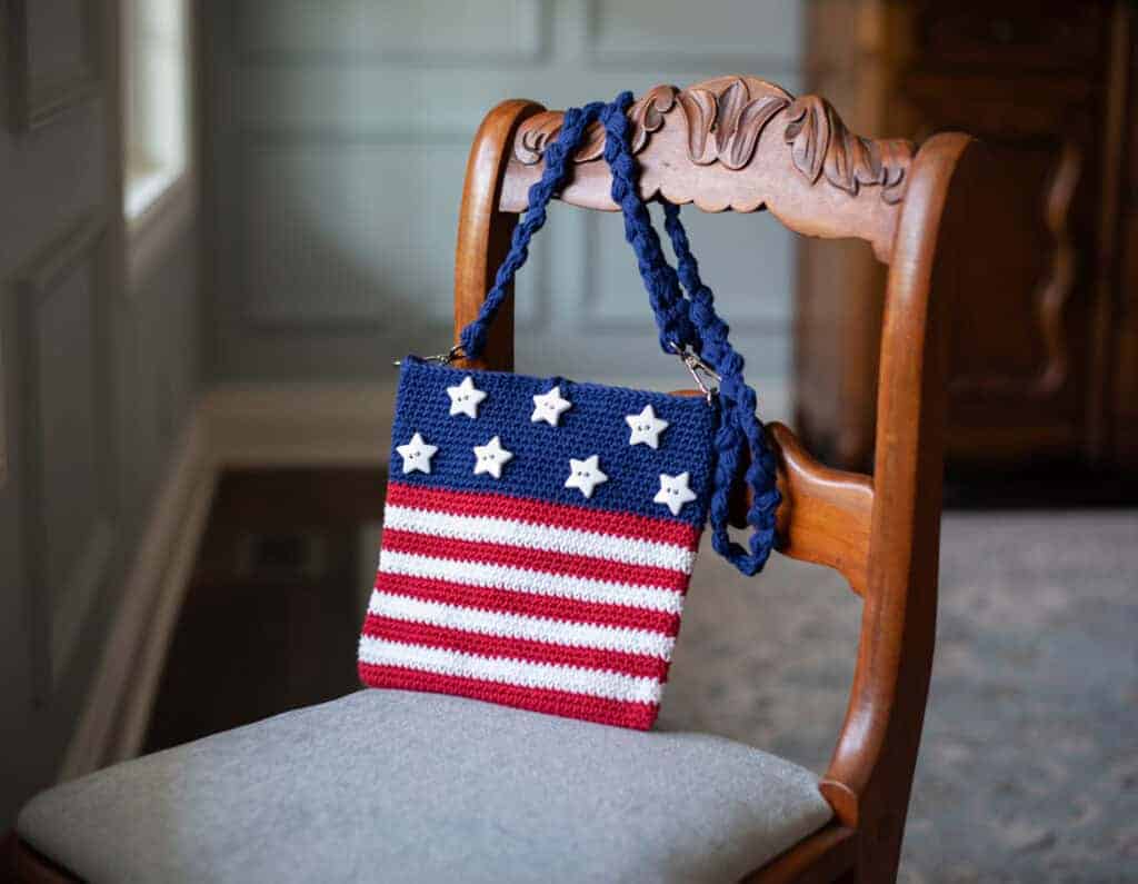 star spangled crochet flag bag crochet project crochet project detail 2