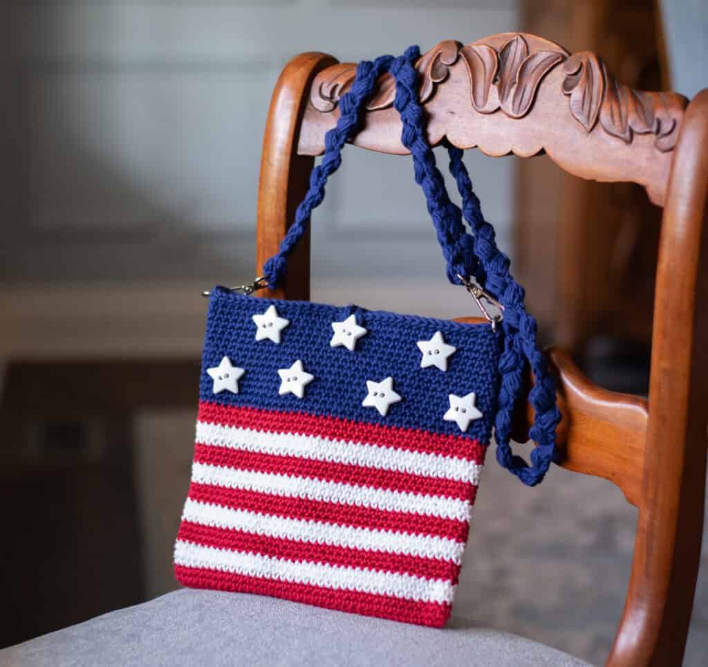star spangled crochet flag bag crochet project crochet project detail 5