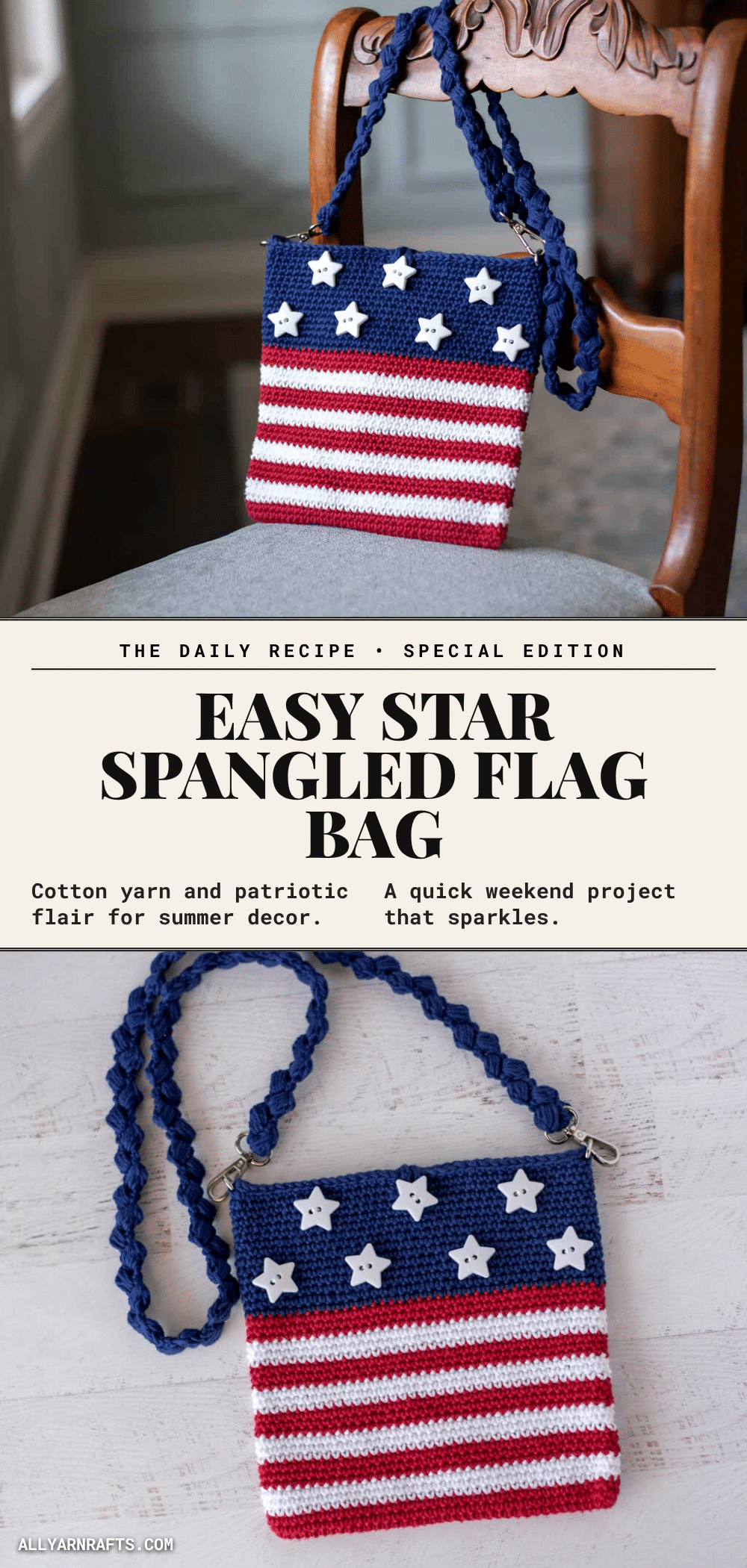 star spangled crochet flag bag crochet pattern