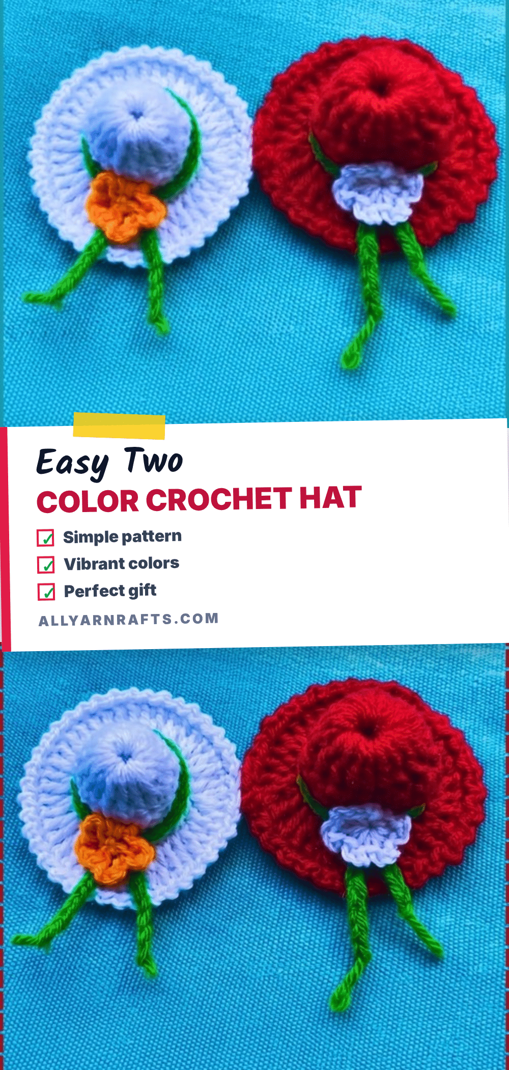 two color crochet hat ornament crochet pattern