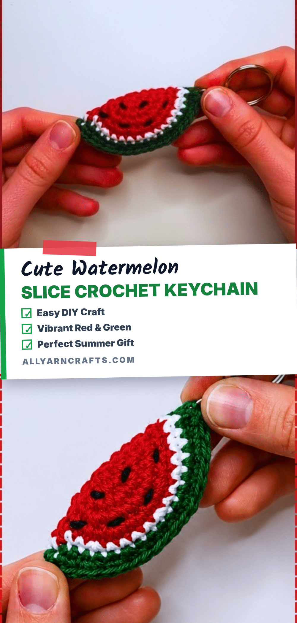 watermelon slice crochet keychain crochet pattern