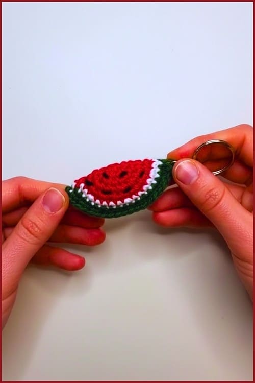 watermelon slice crochet keychain - featured image