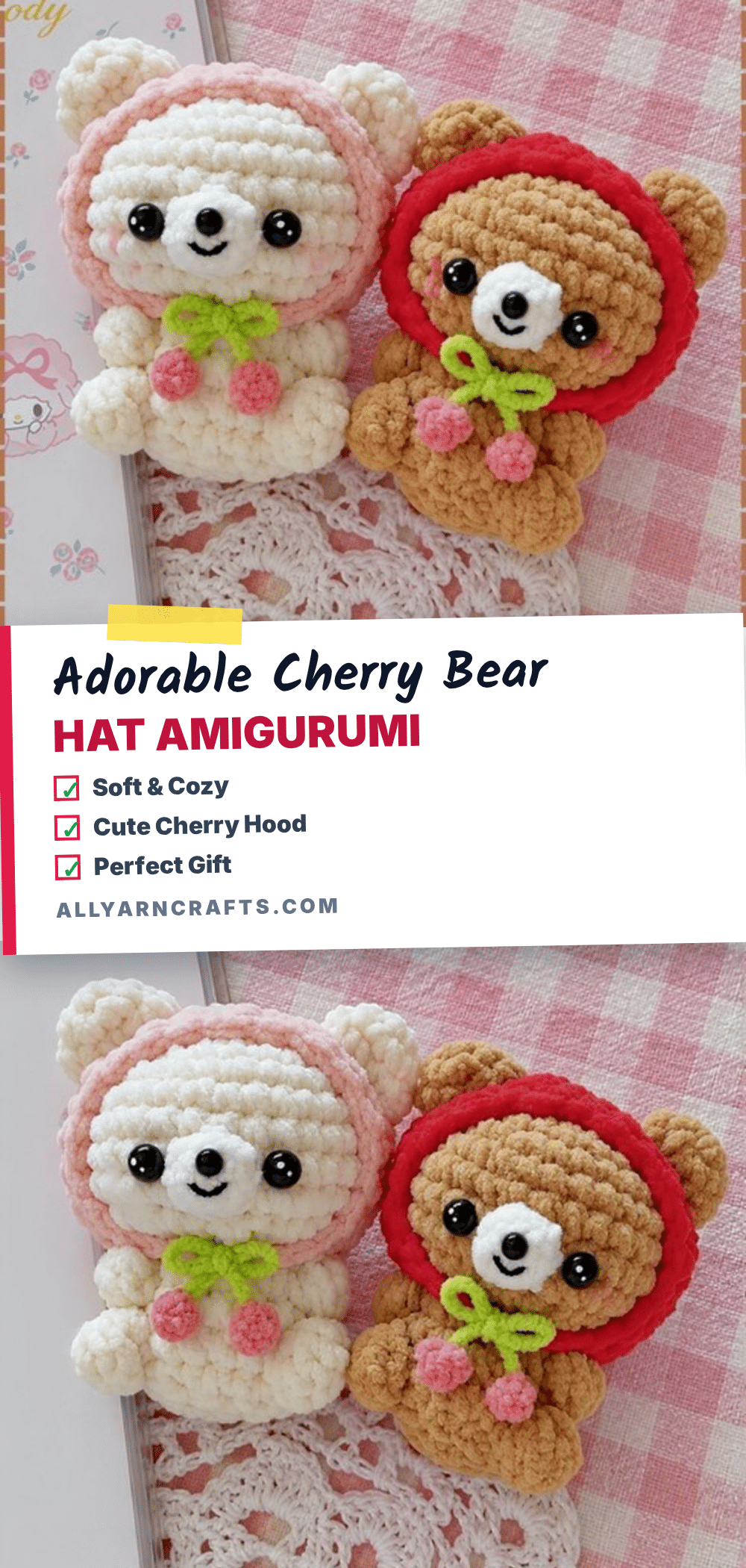 cherry bear hat amigurumi crochet pattern