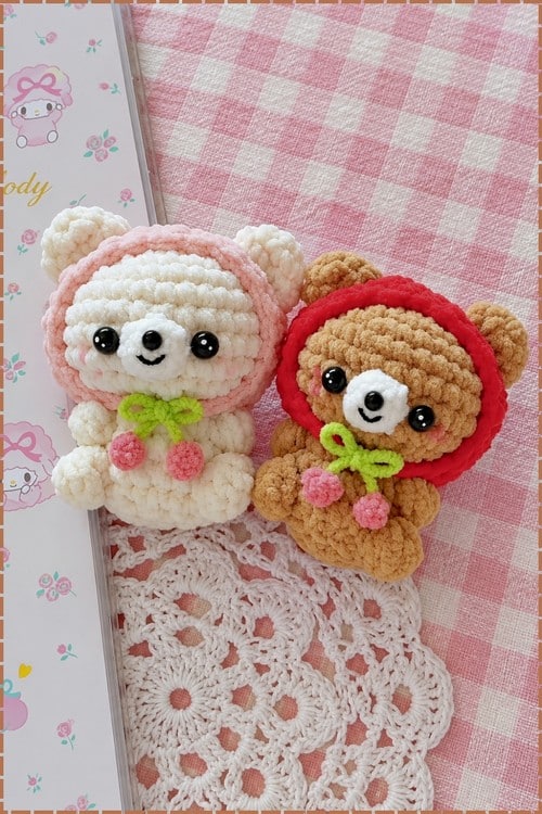 cherry bear hat amigurumi - featured image