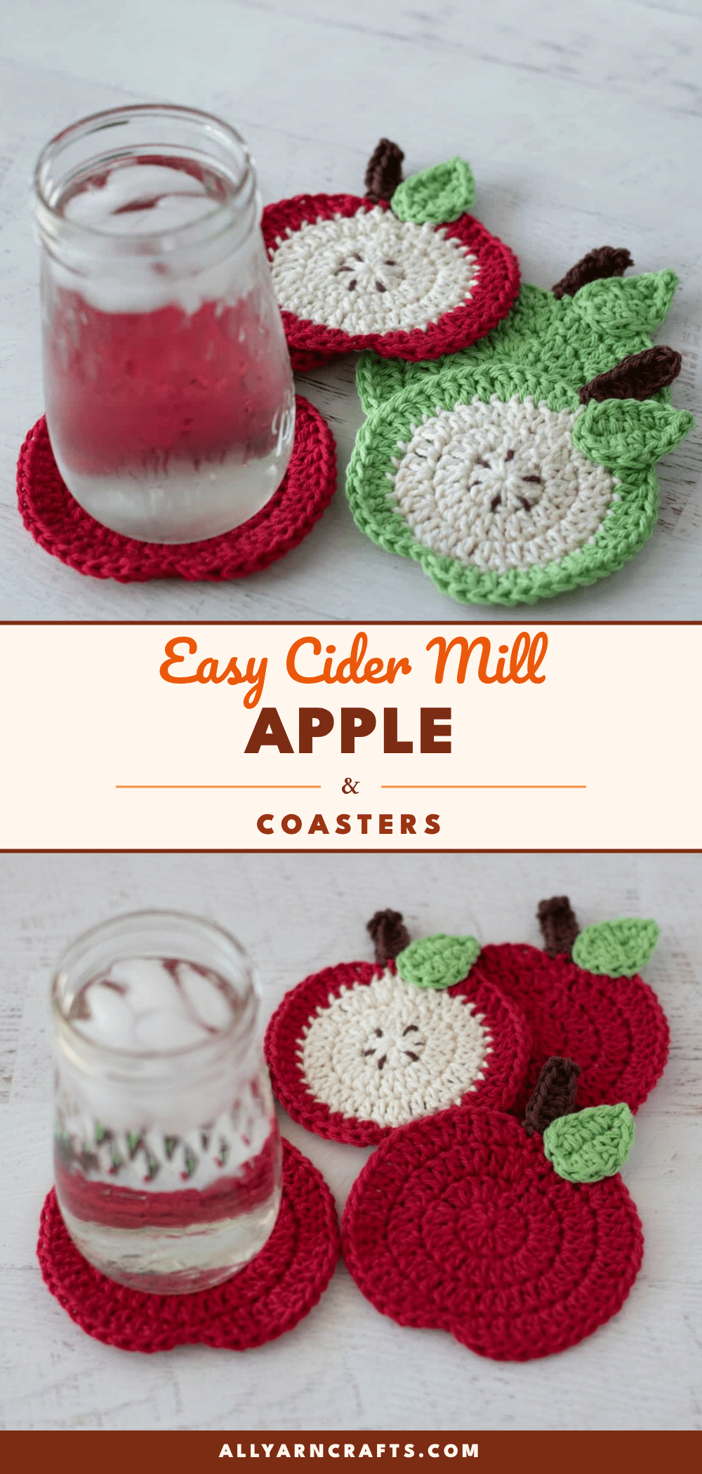 cider mill apple coasters crochet pattern