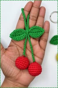 crochet cherry keychain - featured image