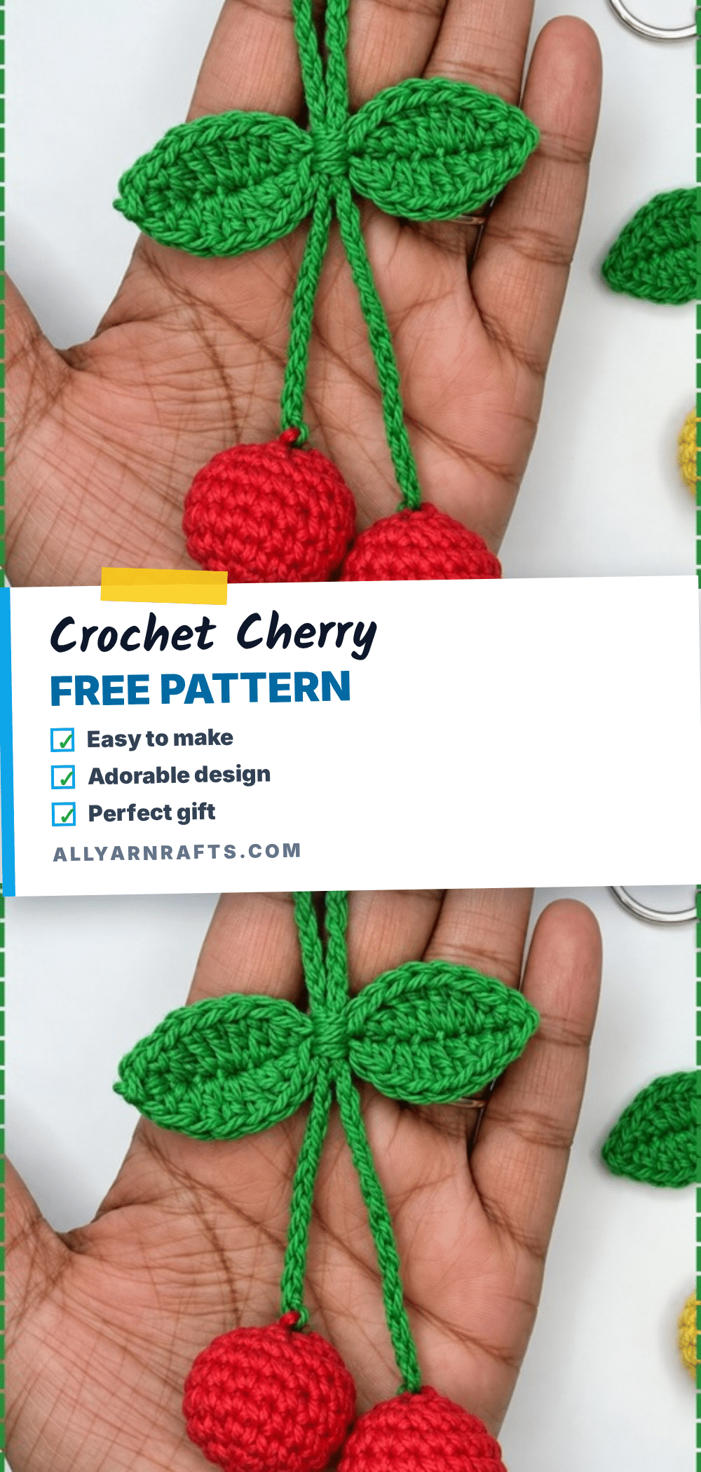 crochet cherry keychain crochet pattern
