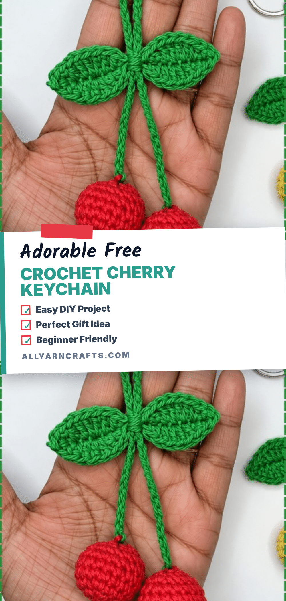 crochet cherry keychain crochet pattern