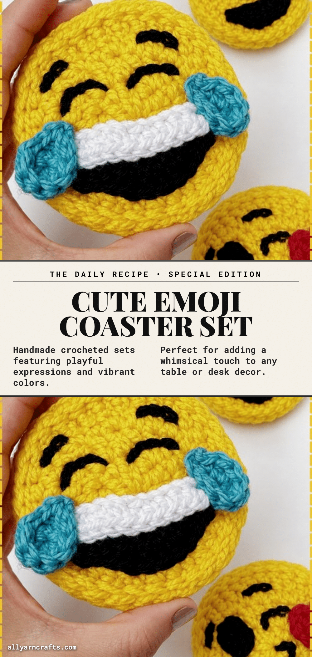 crochet emoji coasters crochet pattern