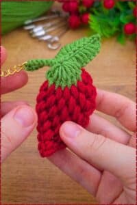 crochet strawberry keychain - featured image