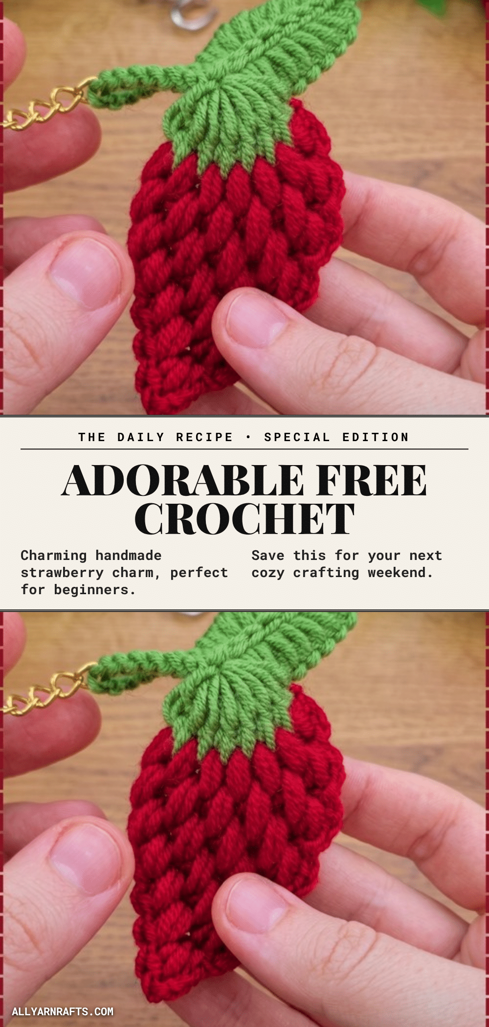 crochet strawberry keychain crochet pattern