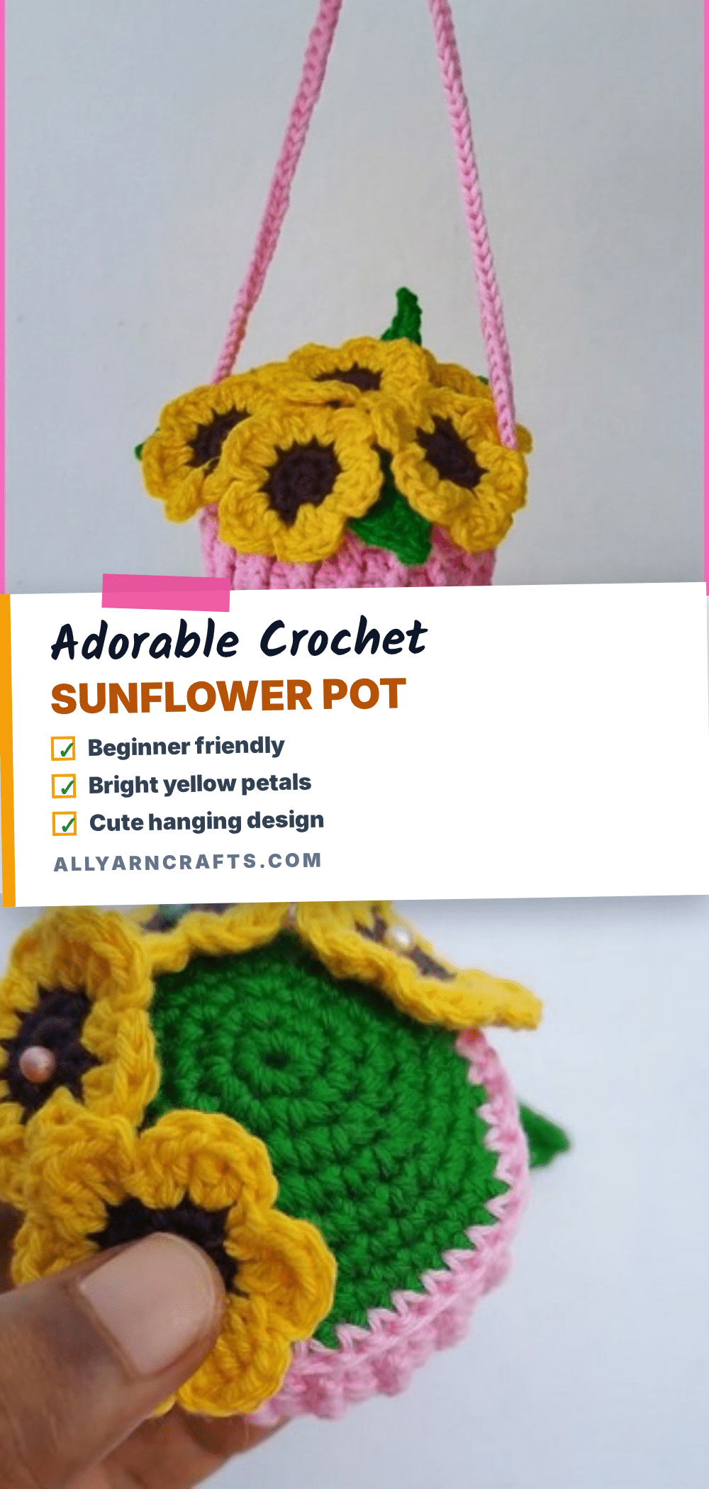 crochet sunflower pot crochet pattern