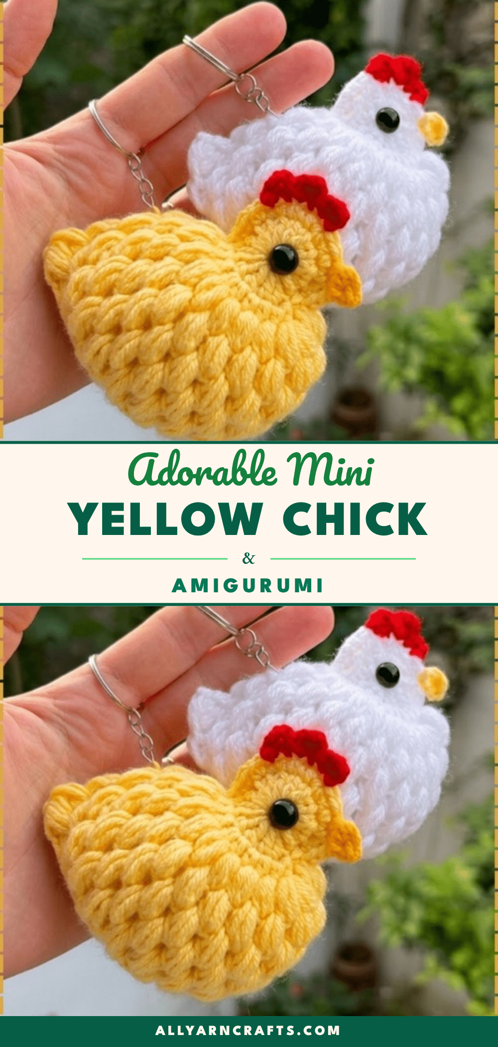 mini yellow chick amigurumi keychain crochet pattern