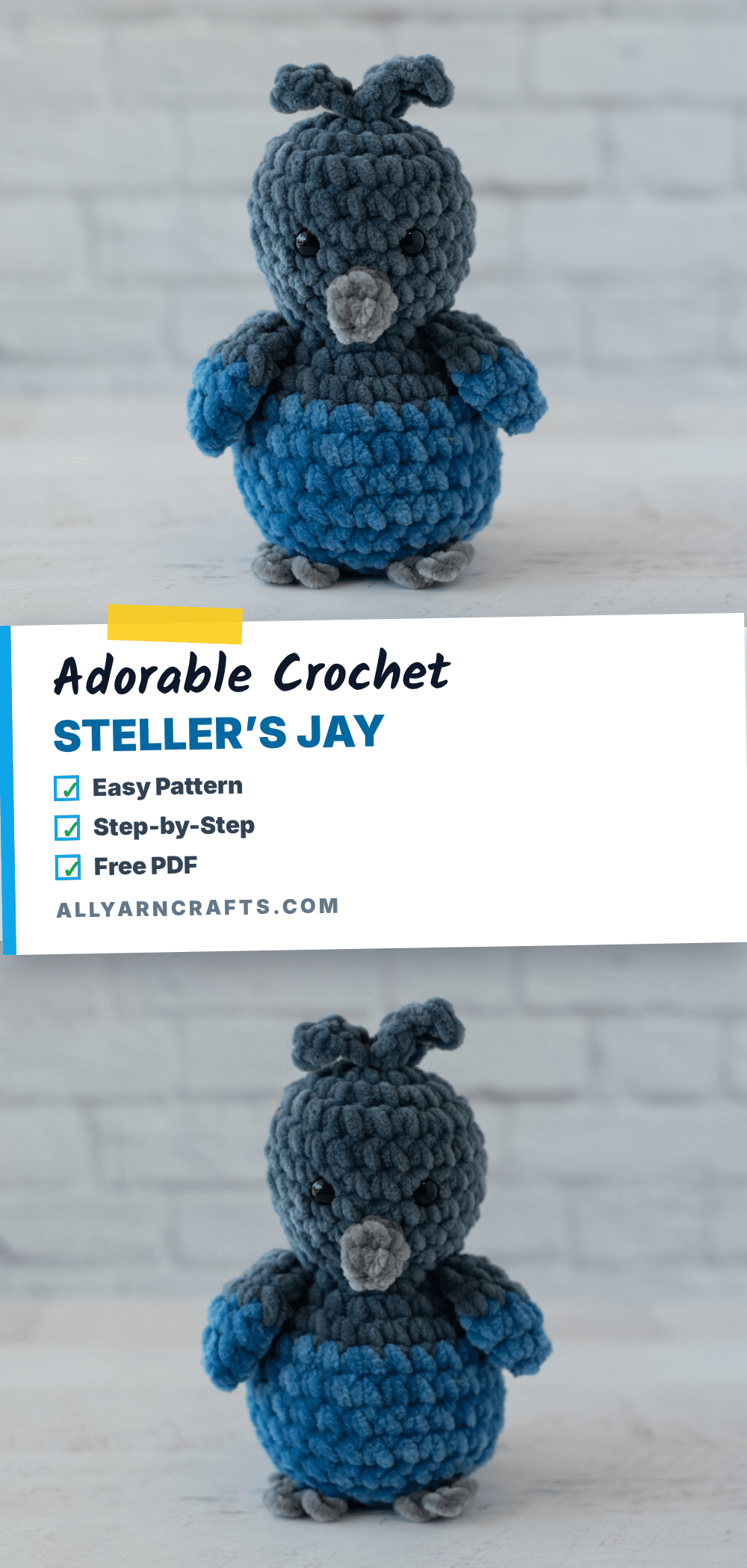 Stellers Jay Amigurumi crochet pattern
