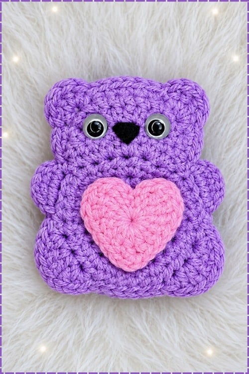 teddy bear holding heart amigurumi crochet project crochet project detail 1
