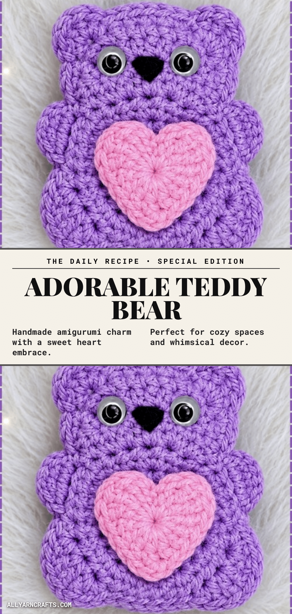 teddy bear holding heart amigurumi crochet pattern