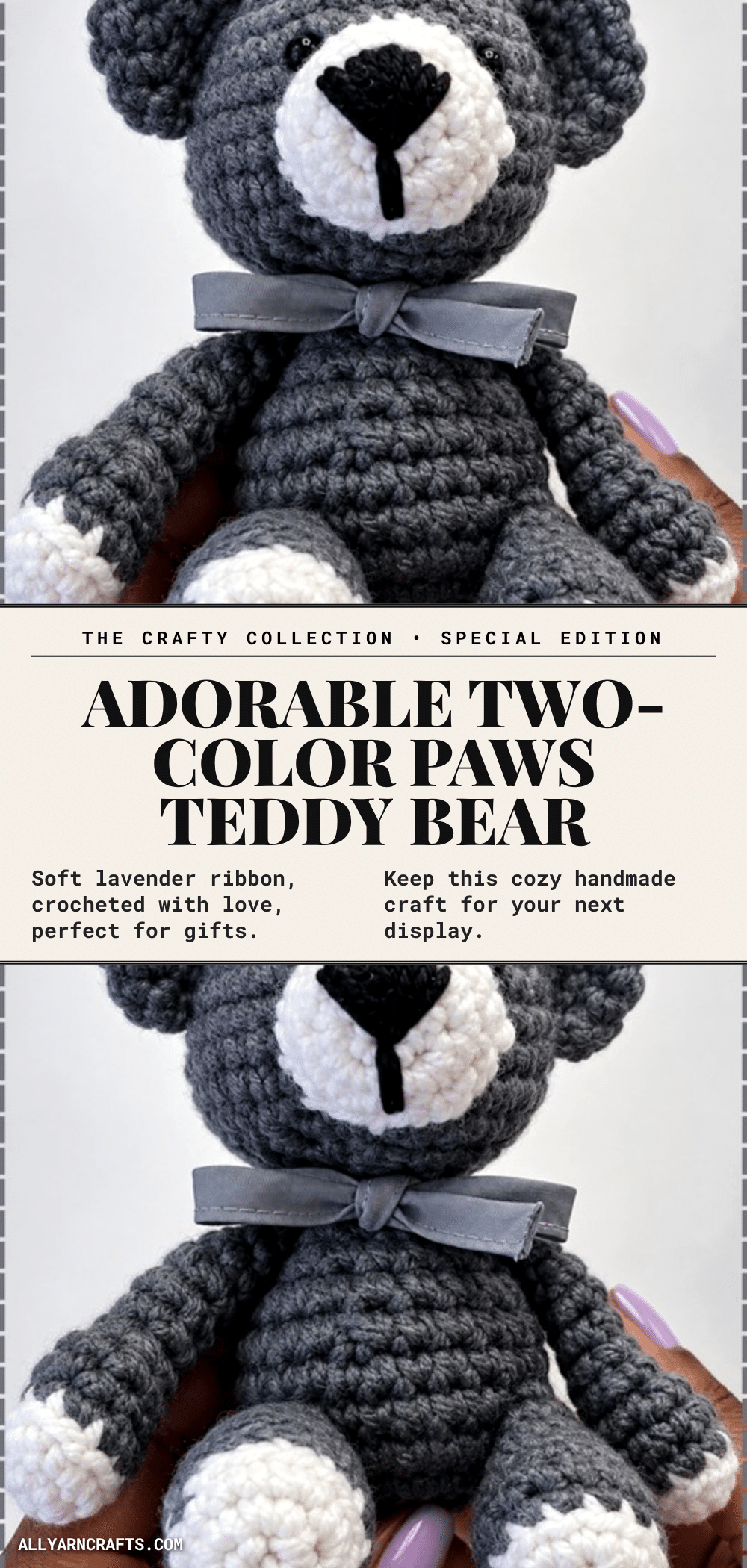two-color paws teddy bear amigurumi pattern crochet pattern
